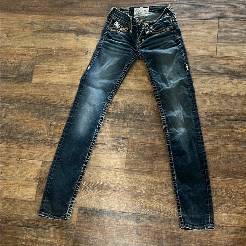 Big Star Blue Skinny Jeans with Vintage Distressing